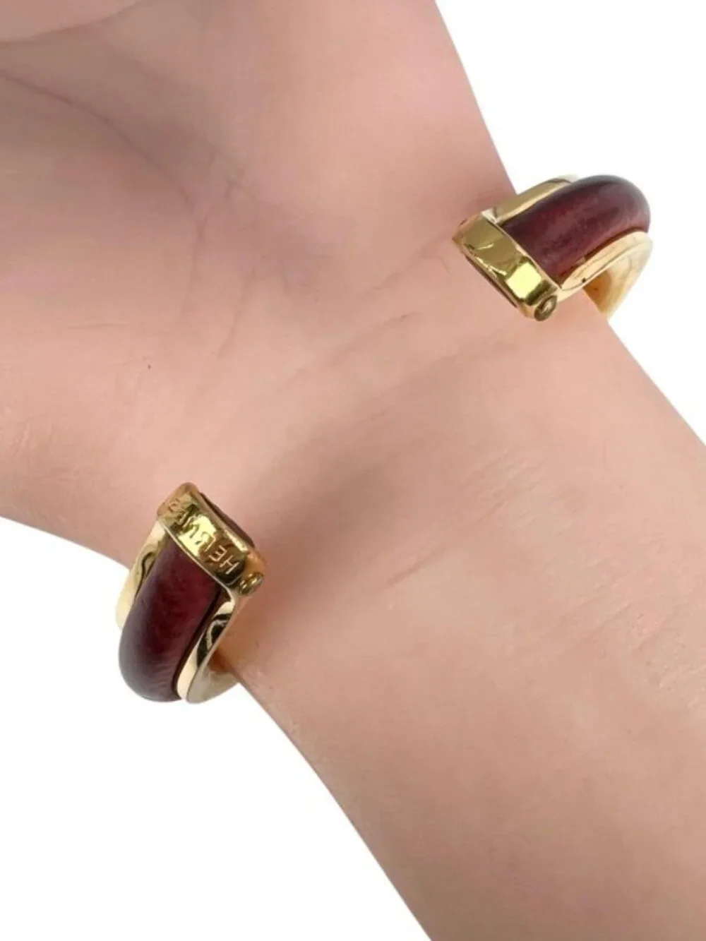 Hermes Metal Red Bracelet Bangle Gold - Picture 5 of 8